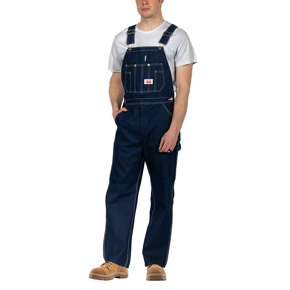 966 Classic Blue Denim Button Fly Bib Overalls (28-60 Waist) – Round  House Outlet